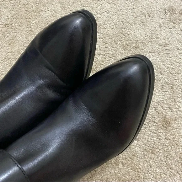 Marc Fisher Western Black Leather Boots Block Heel - Picture 7 of 13